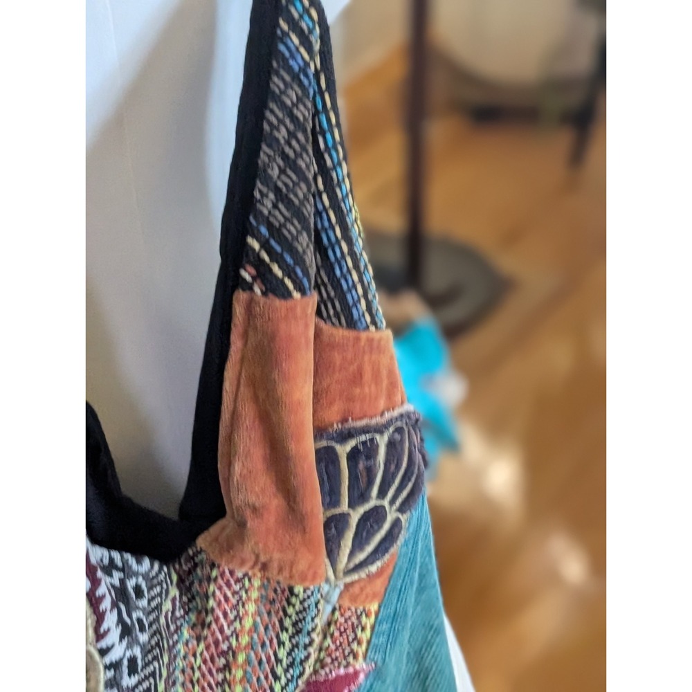 Coldwater Creek Maywine Patchwork Hobo Bag Velvet Corduroy Tapestry Leather... - Picture 5 of 14